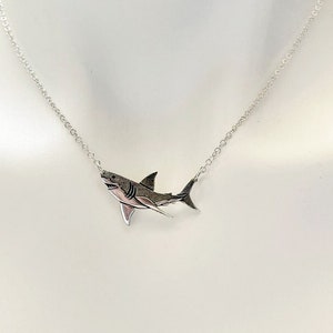 Great White Shark Necklace, Sterling Silver, Adjustable Chain, Shark Lover, Gift For Her, Wildlife, Ocean Life, Sealife