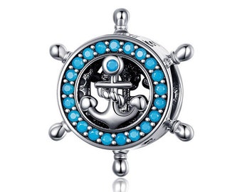 Pendant Bracelet Necklace Navy Genuine 925 Silver Ships Wheel & Anchor Charm 