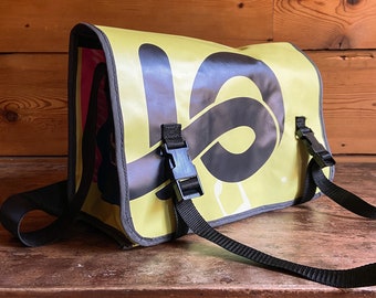 recycled vinyl messenger bag