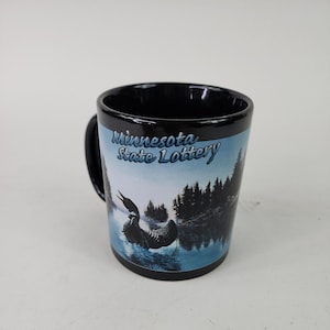 1997 Minnesota State Lottery Hollering Loon Ceramic Coffee Mug Black Derek