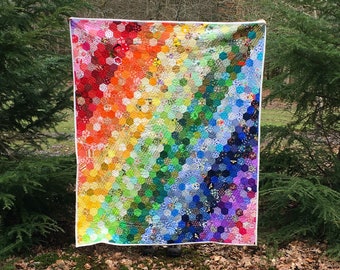 Rainbow Hexie Quilt and Cushion | Digital Pattern