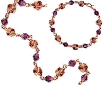 Pulsera Trenzada Espiral. Joyas de cobre. Pulsera envuelta en alambre. Pulsera de cobre. Regalo para ella. Regalo para mujer. Pulsera hippie.