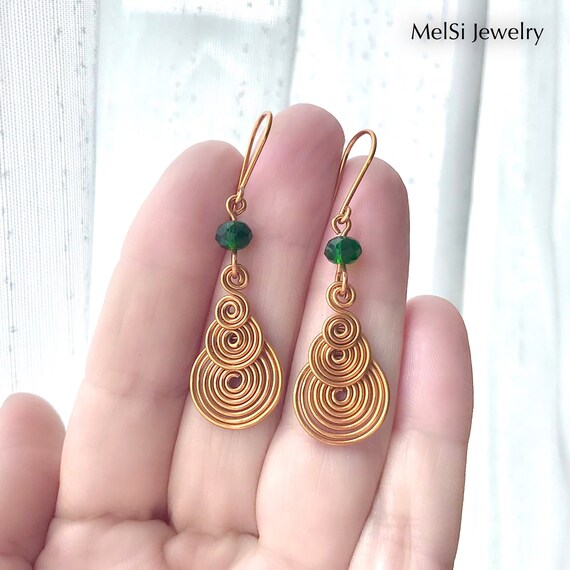 Spiral Earrings. Wire Wrapped Earrings. Wire Wrapped. Handmade