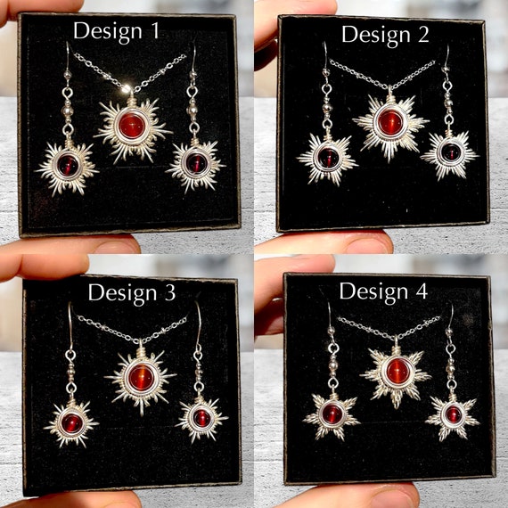 Zilveren carneool sieraden sets. Draad gewikkelde zon ketting. Handgemaakte zilveren sieraden. Sterling zilveren sieraden set. carneool zon.
