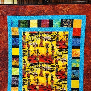 African quilted wall hanging, African fabrics, batik fabrics, African home decor, mothers day gift, handmade quilt image 1