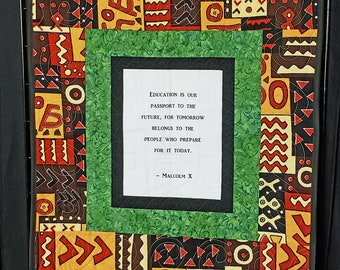 Malcolm X, handmade African wall hanging, wakanda wall art, black history quilt