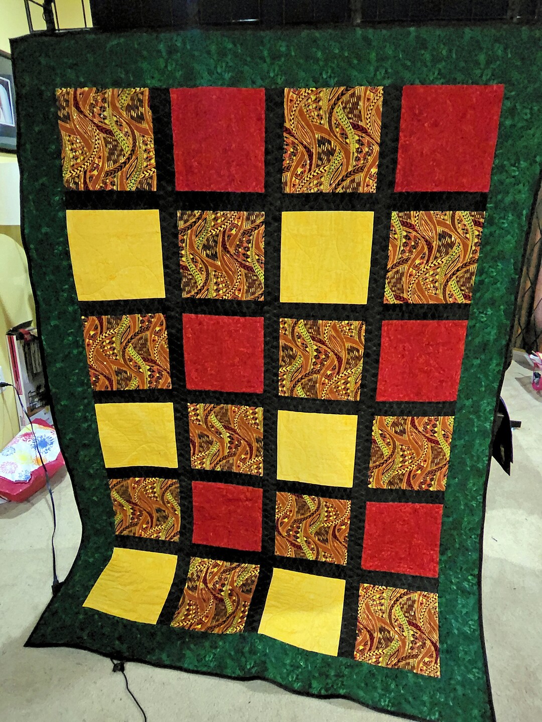 Handmade African Print Quilt Quilted Throw Metallic Kente Etsy