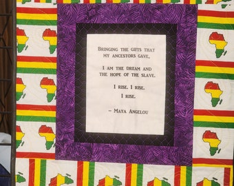 Maya Angelou, african quilt, handmade African wall hanging, kwanzaa quilt, wakanda wall art, Black History quilt