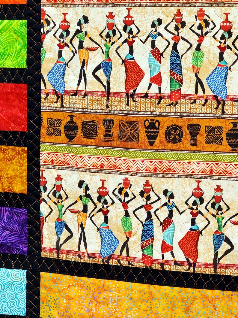 African quilted wall hanging, African fabrics, batik fabrics, African home decor, mothers day gift, image 5