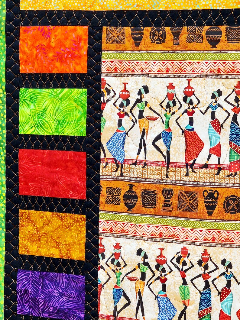 African quilted wall hanging, African fabrics, batik fabrics, African home decor, mothers day gift, image 6