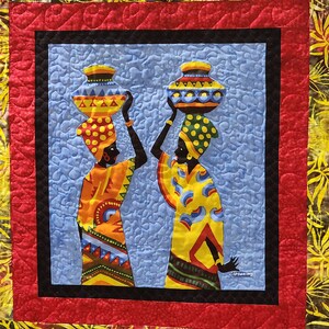 African quilted wall hanging, batik fabric, African fabrics, handmade quilts Bild 5