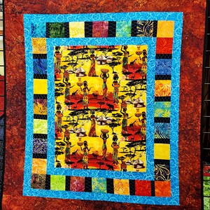 African quilted wall hanging, African fabrics, batik fabrics, African home decor, mothers day gift, handmade quilt image 3