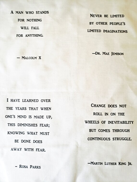 Mlk Quilt Panel Black Leaders Quotes Malcolm X Etsy