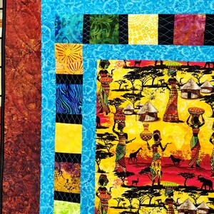 African quilted wall hanging, African fabrics, batik fabrics, African home decor, mothers day gift, handmade quilt image 6