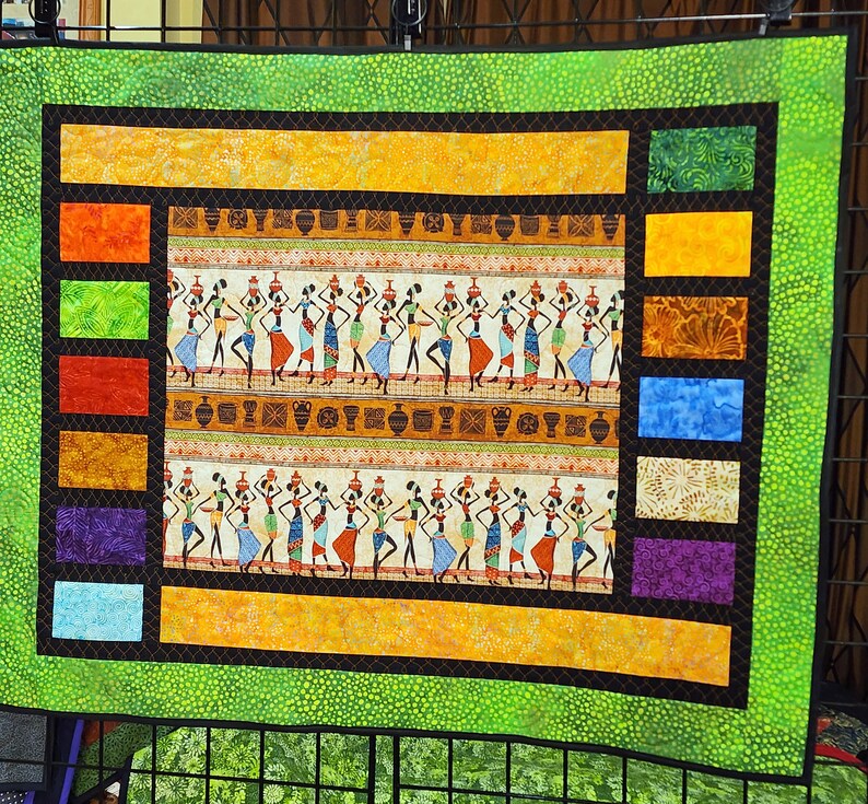 African quilted wall hanging, African fabrics, batik fabrics, African home decor, mothers day gift, image 4