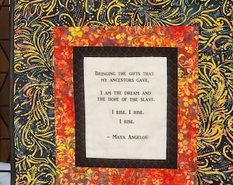Maya Angelou, african quilt, handmade African wall hanging, kwanzaa quilt, wakanda wall art, Black History quilt