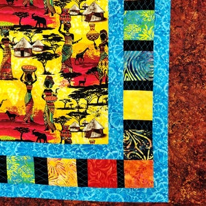 African quilted wall hanging, African fabrics, batik fabrics, African home decor, mothers day gift, handmade quilt image 2