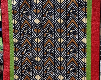 Large quilted throw, Ankara fabric, African fabric, handmade quilt,