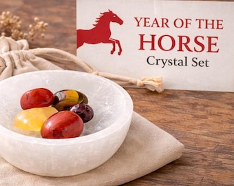 Year of the Fire Horse Crystal Set | Carnelian Citrine Garnet Tiger's Eye Red Jasper | Chinese Zodiac Crystal Gift | Fire Energy Crystal Kit