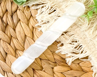 Selenite Spiral Massage Wand - 6 Inch Crystal Healing Stick