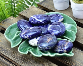 Sodalite Palm Stone: Blue Crystal Worry Stone, Spiritual Decor