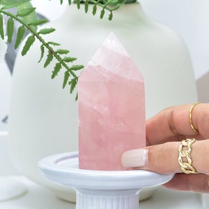 Crystals, Rose Quartz Point for Love, Self-Care, and Calmness - Perfect Gift for Crystal Lovers