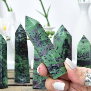 Ruby Zoisite Crystal Points: Energy, Passion & Growth - Stunning Gemstones for Balance, Creativity, and Heart Healing