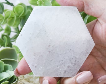 Hexagon Selenite Charging Plate Selenite Slab Selenite Bar Selenite Tray Selenite Charging Station Selenite Disk Selenite Crystal Decor