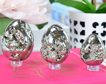 Pyrite Egg – Natural Fools Gold Crystal – Wealth Protection Stone – Energy Healing Decor