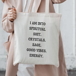 Crystal Tote Bag , Keep Calm and Hold a Crystal  , Cotton Tote Bag , Tote bag aesthetic , Teacher Tote Bag