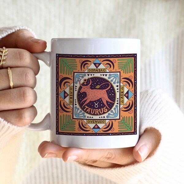 Taurus Horoscope Mugs | Mystical Coffee Mugs: Infuse Magic into Your Sips - Customizable Ceramic Coffee Mugs