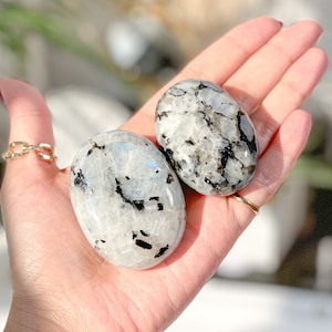 Rainbow Moonstone Palm Stone: Healing Crystal Decor