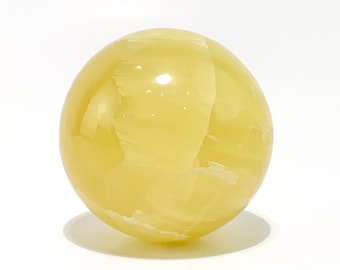 Radiant Lemon Calcite Sphere: Healing Crystal Home Decor