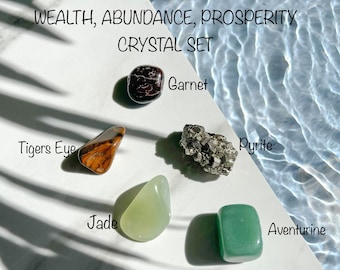 Abundance Crystal Set: Pyrite, Aventurine, Jade, Garnet, Tiger's Eye