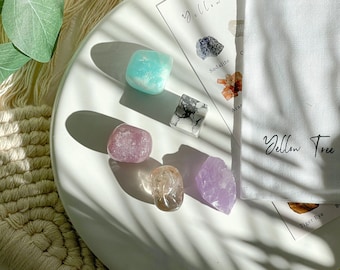 Calming Crystal Set: Amethyst, Howlite, Quartz - Stress Relief