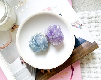 Celestite & Raw Amethyst Crystal Set: Home Decor Healing Kit