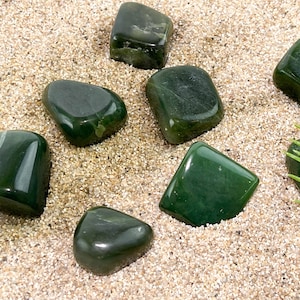 Green Jade Tumble Stone: Nephrite Crystal for Calm & Serenity