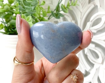 Angelite Crystal Heart: Puffy Stone for Peace