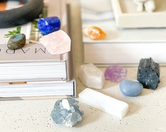 Meditation Crystal Set: Chakra Balancing, Spiritual Connection - Cotton Pouch