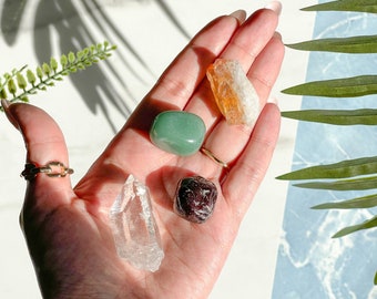 Good Luck Crystal Set: Garnet, Aventurine, Citrine, Quartz