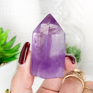 Natural Amethyst Crystal Point Tower: Healing Home Decor