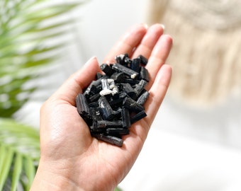 Raw Black Tourmaline Crystal Chips: Protection Stones