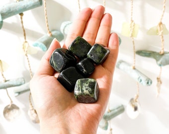 Jade Tumbled Crystal | Polished Natural Nephrite Jade Crystal | Tumbled Gemstones | Healing Crystals and Stones | Jade Crystal