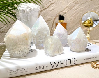 Angel Aura Quartz Tower: Natural Iridescent Crystal Decor