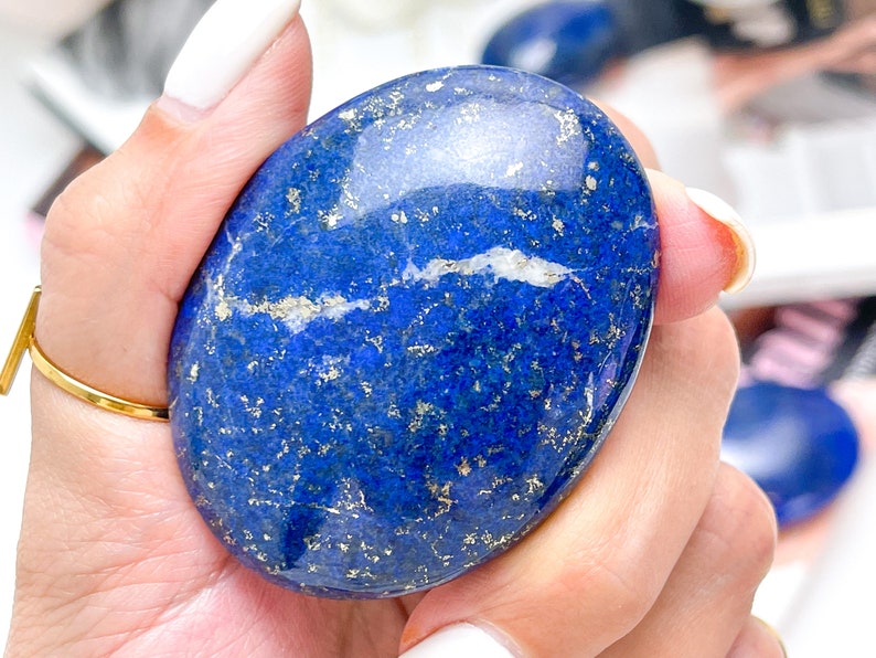 Lapis Lazuli Palm Stone  Lapis Lazuli Worry Stones  Healing image 6