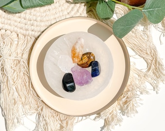 Sagittarius Zodiac Crystal Set with Selenite Bowl: Healing Gemstones