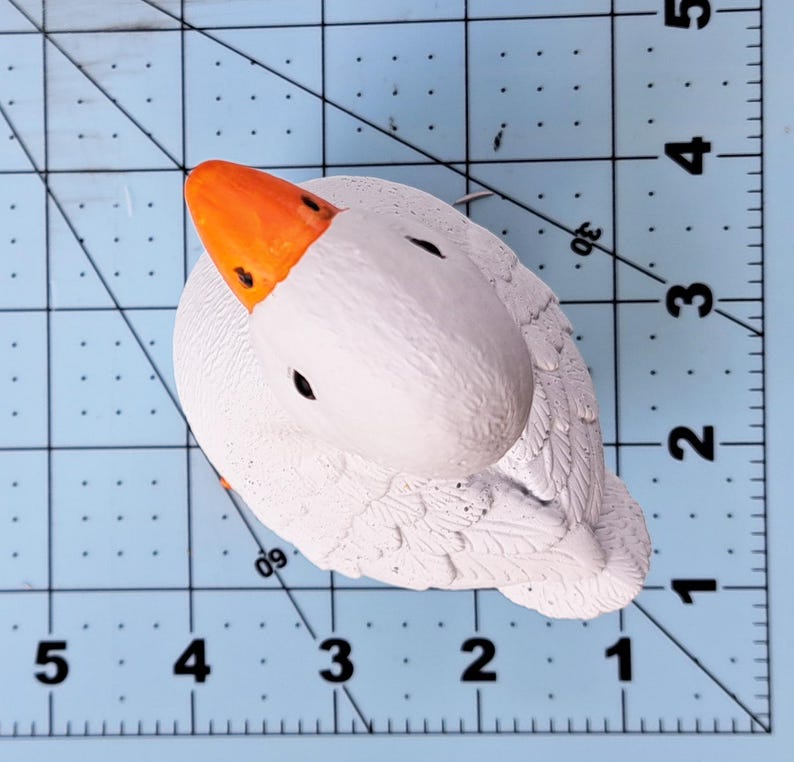 White Concrete Goose Statue Farmhouse Garden Bird Decor