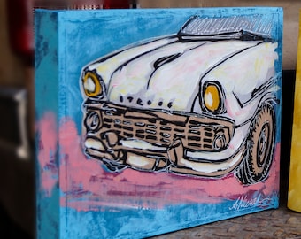 Antique Car Painting on Reclaimed Wood (9x10 inches)