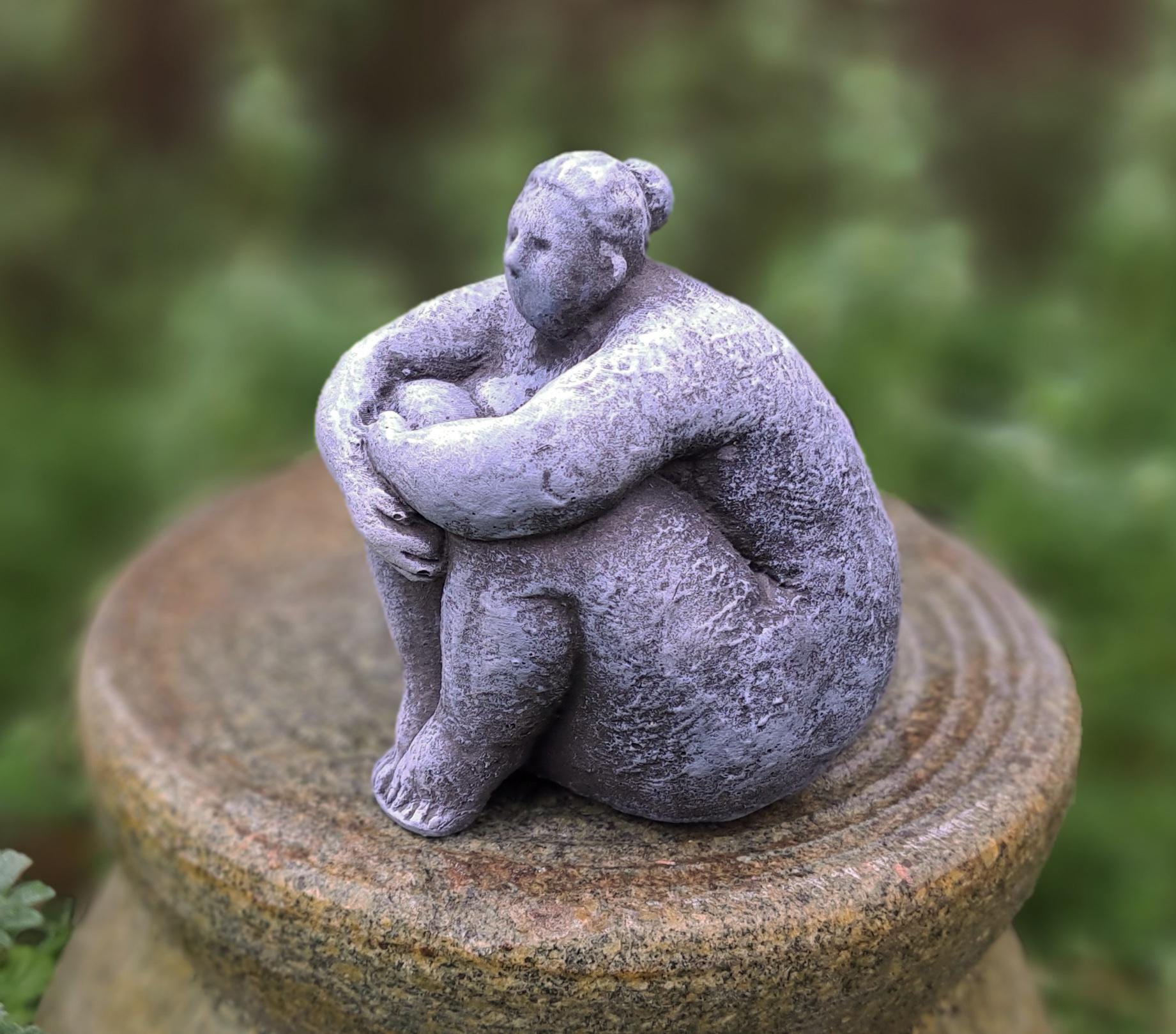 Concrete Woman Statue 3.5 Inch Indoor Outdoor Cement Figurine Gray ...