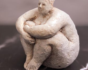 Concrete Woman Statue 3.5 Inch Indoor Outdoor Figurine Antiqued Sealed Cement Decor